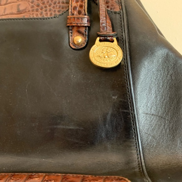 Brahmin Handbag Purse Women Accessories Brown Black Medium Crocodile Leather - Picture 2 of 3